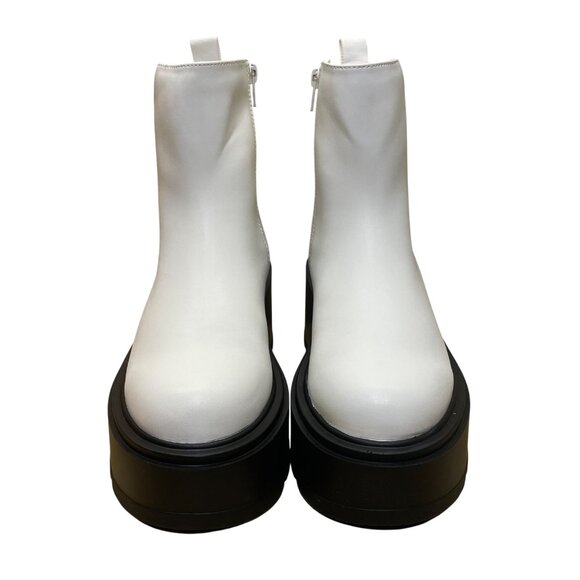 BP Women’s Ivory White PU Leather Platform Chunky Milo Ankle Boots 6.5M - Picture 2 of 10